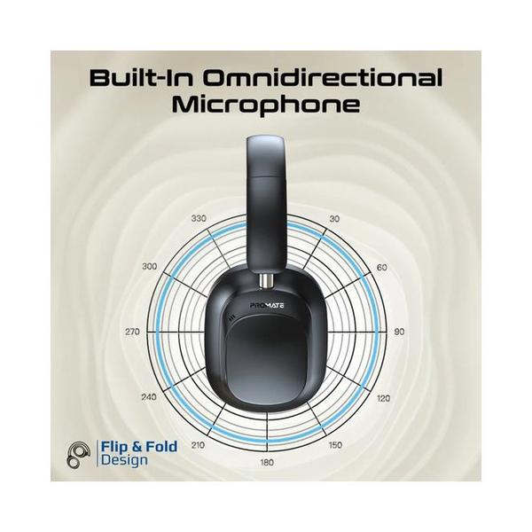 Promate VuTune High-Definition Hybrid ANC Headphones with Detachable Magnetic LCD Touch Screen Controller
