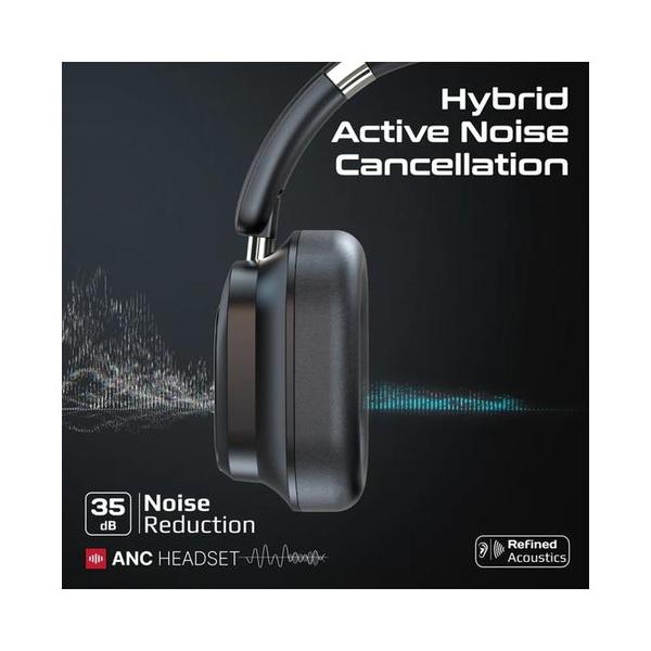 Promate VuTune High-Definition Hybrid ANC Headphones with Detachable Magnetic LCD Touch Screen Controller