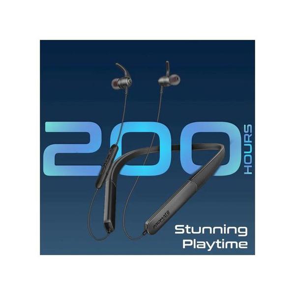 Promate Leap-200H SportFit™ High Fidelity Wireless ENC Neckband Earphones with 200 Hours Playtime