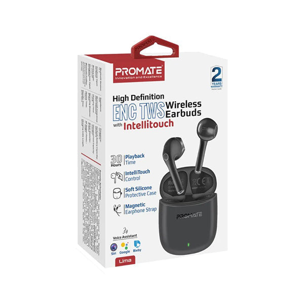 Promate, Lima High Definition ENC TWS Wireless Earbuds with IntelliTouch - LIMA
