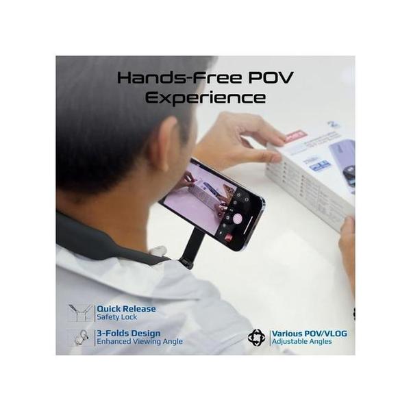 Promate MagView Flexible Neckband MagSafe Compatible Phone Mount for Handsfree POV