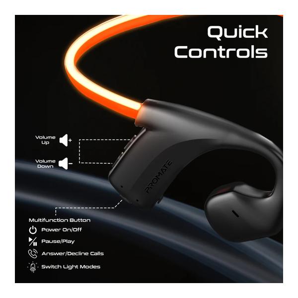 Promate RippleGlow AudioConduct™ High-Endurance Wireless Neckband Earphones