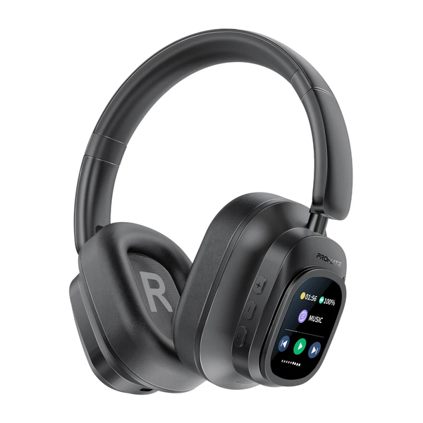 Promate VuTune High-Definition Hybrid ANC Headphones with Detachable Magnetic LCD Touch Screen Controller