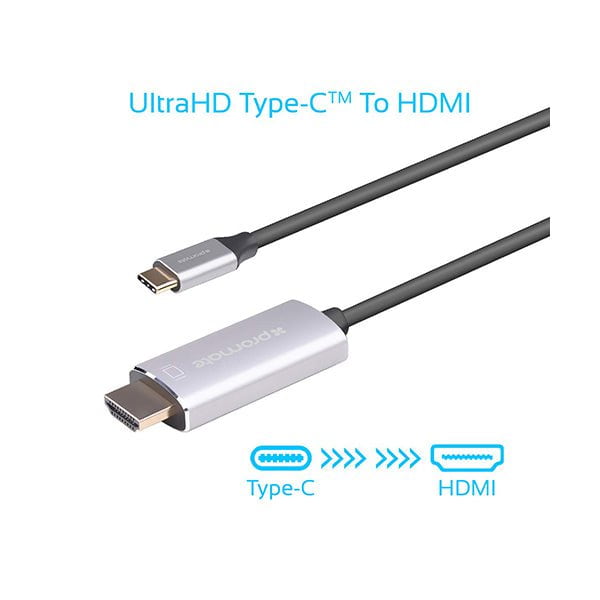 Promate, HDLINK-60H USB-C to HDMI Cable, Premium USB Type-C to 4K 60Hz HDMI Cable Adapter (Thunderbolt 3 Compatible) with UHD Support and 1.8m Cable
