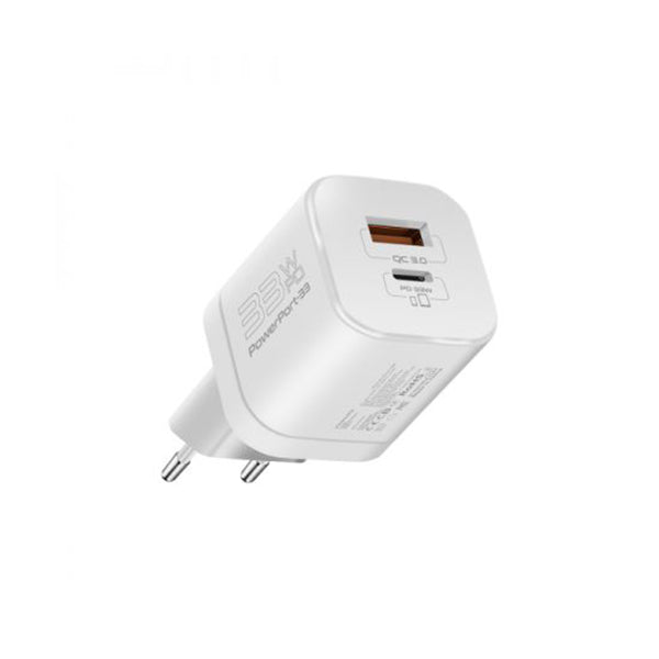 Promate, PowerPort-33.EU 33W Power Delivery GaNFast™ Charging Adapter