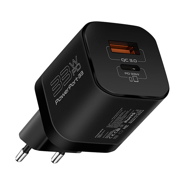 Promate, PowerPort-33.EU 33W Power Delivery GaNFast™ Charging Adapter