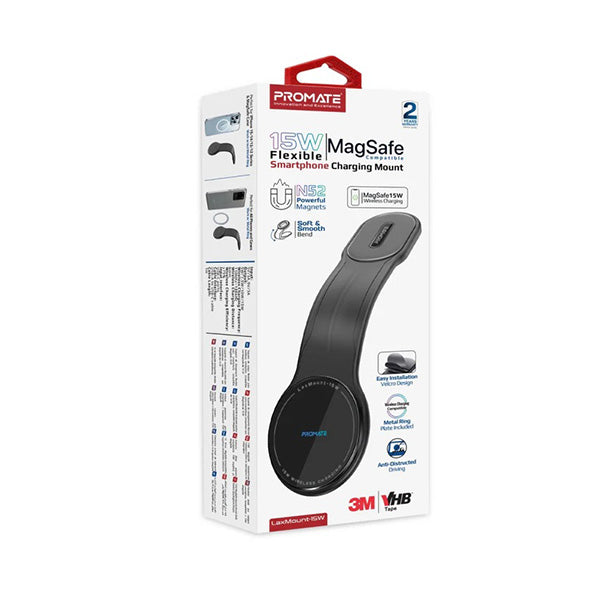 Promate, LaxMount-15W, 15W MagSafe Compatible Flexible Smartphone Charging Mount