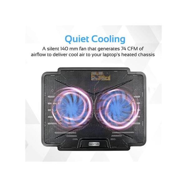 Promate AirBase-1 Laptop Cooling Pad with Silent Fan Technology