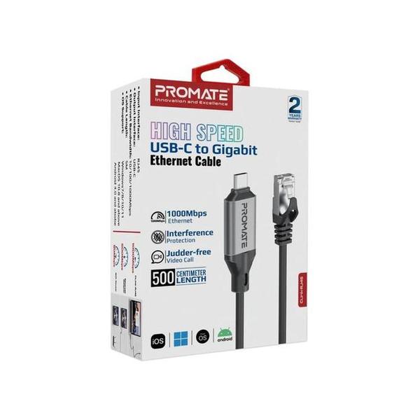 Promate CLink-RJ45 High-Speed USB-C to Gigabit Ethernet Cable