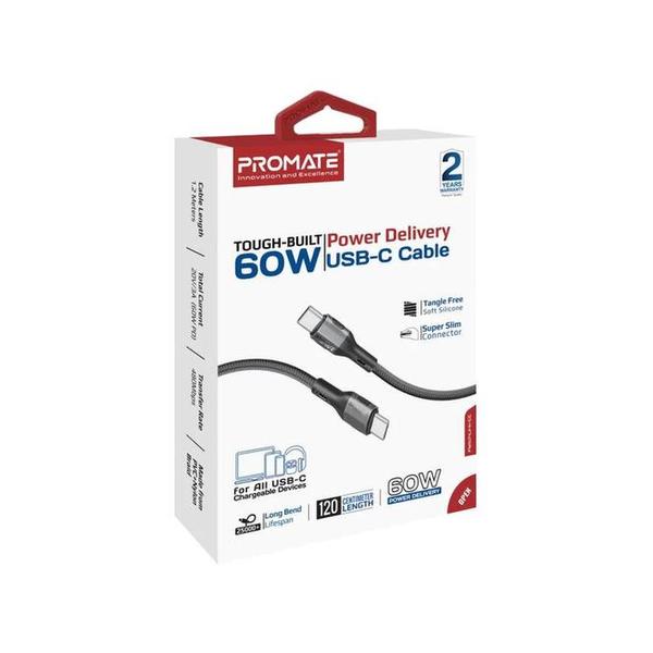 Promate FletchLink-CC Tough-Built 60W Power Delivery USB-C Cable