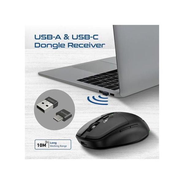 Promate Flixi Dual Mode Wireless Mouse with Rechargeable Battery BT & 2.4GHz Connectivity