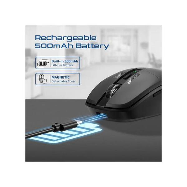 Promate Flixi Dual Mode Wireless Mouse with Rechargeable Battery BT & 2.4GHz Connectivity