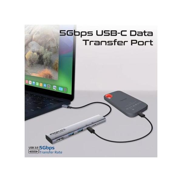 Promate LinkHub-5X 4K@60Hz Multi-function High-Speed USB-C Hub with 100W Power Delivery