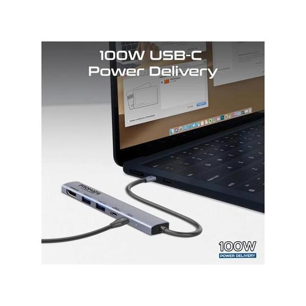 Promate LinkHub-5X 4K@60Hz Multi-function High-Speed USB-C Hub with 100W Power Delivery