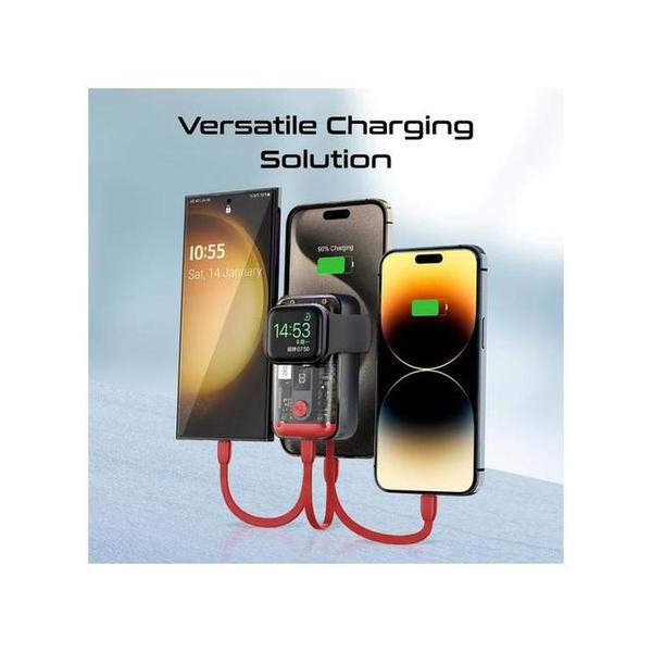 Promate Mavrix 35W Transparent Smartphone and Apple Watch Charging Power Bank with USB-C & Lightning Cable