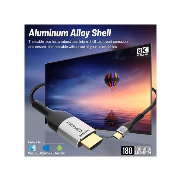 Promate MediaCord-8K 8K CrystalClarity USB-C to HDMI Cable