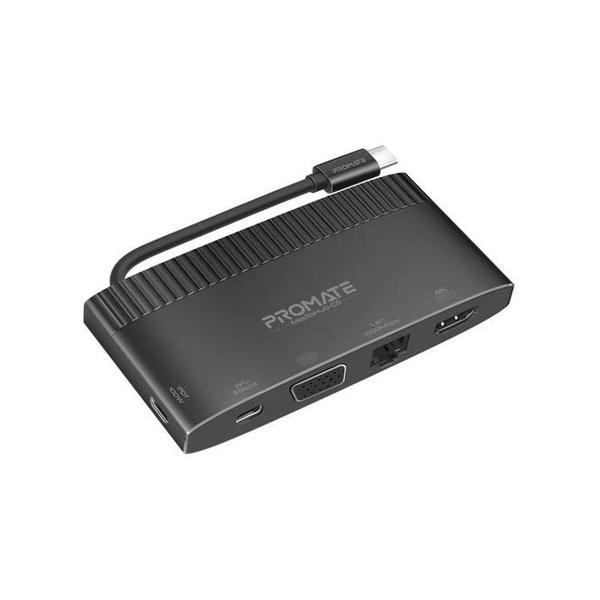 Promate MediaHub-C6 6-in-1 Highly Versatile USB-C Media Hub with 100W Power Delivery