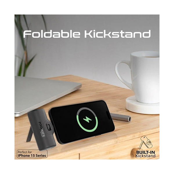 Promate, Mini Power Bank 5000 mAh with Built-in Type-C Port 20W - POWERUP-C.BLACK