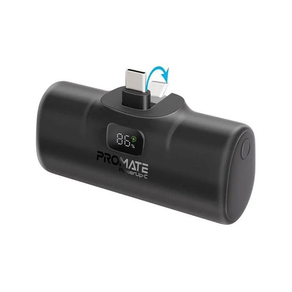 Promate, Mini Power Bank 5000 mAh with Built-in Type-C Port 20W - POWERUP-C.BLACK