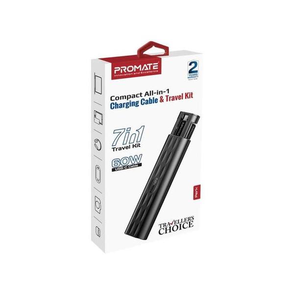 Promate PERK Compact All in 1 Charging Cable and Travel Kit