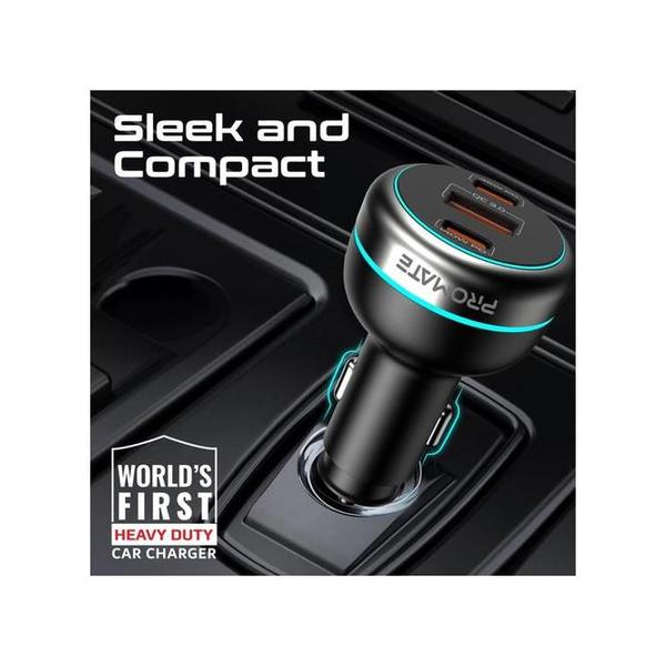 Promate PowerDrive-230 230W RapidCharge Car Charger with Dual Power Delivery and Quick Charge Ports
