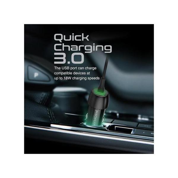 Promate PowerDrive-33PDCI 33W Car Charger with Lightning Connector & USB-C Cable