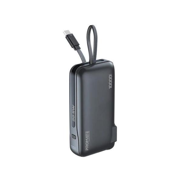 Promate PowerPack-10C Ultra-compact-Fast Charging Power Bank with AC Charger & Built-In USB-C Cable