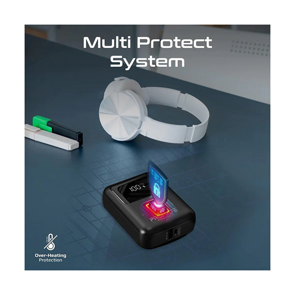 Promate, PowerPod-10 Ultra Compact 35W SuperSpeed™ Power Bank with Built-In USB-C Cable - POWERPOD-10