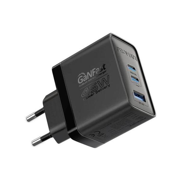 Promate PowerPort-45 45W Power Delivery GaNFast Charger with Quick Charge 3.0