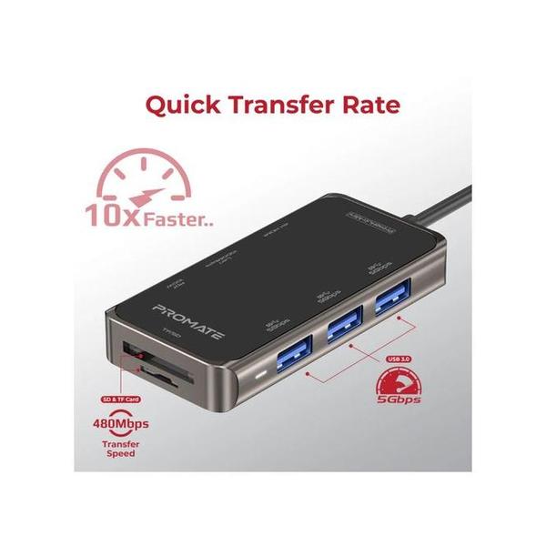 Promate PRIMEHUB-MINI Ultra-Compact USB-C Hub with 100W Power Delivery