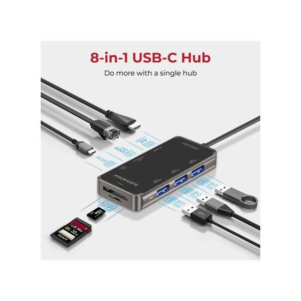 Promate PRIMEHUB-MINI Ultra-Compact USB-C Hub with 100W Power Delivery
