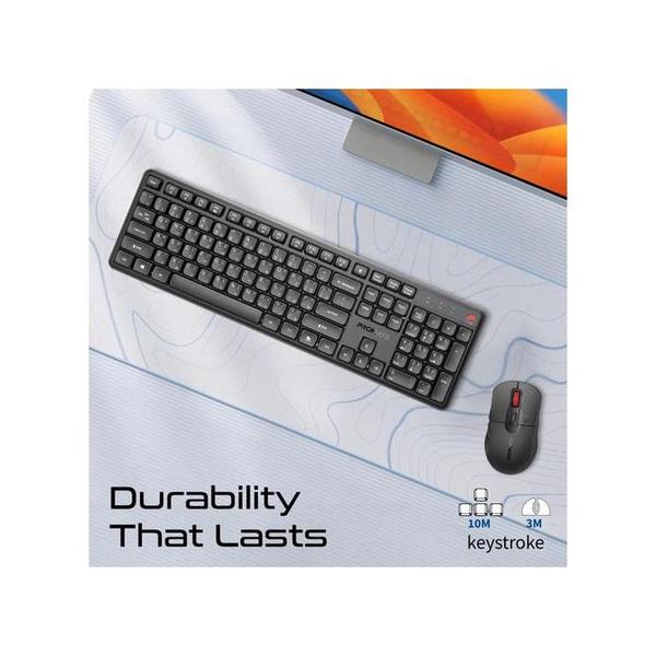 Promate ProCombo-15 Ergonomic Wireless Keyboard with Silent Keys and 5000DPI Mouse