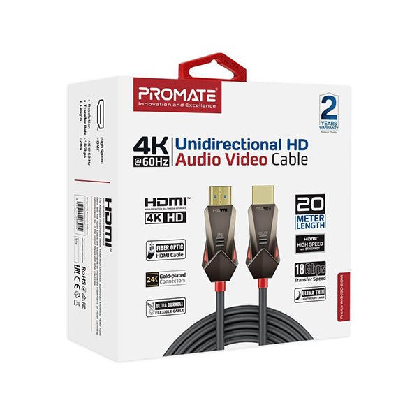 Promate, Prolink4K60-20m Ultra-High Definition (UHD) 2.0 HDMI Cable - PROLINK4K60-20M