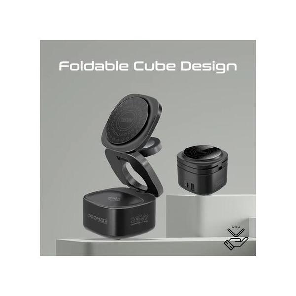 Promate Rubix-65W-UK 65W GaNFast Foldable MagSafe Compatible Wireless Charging Station