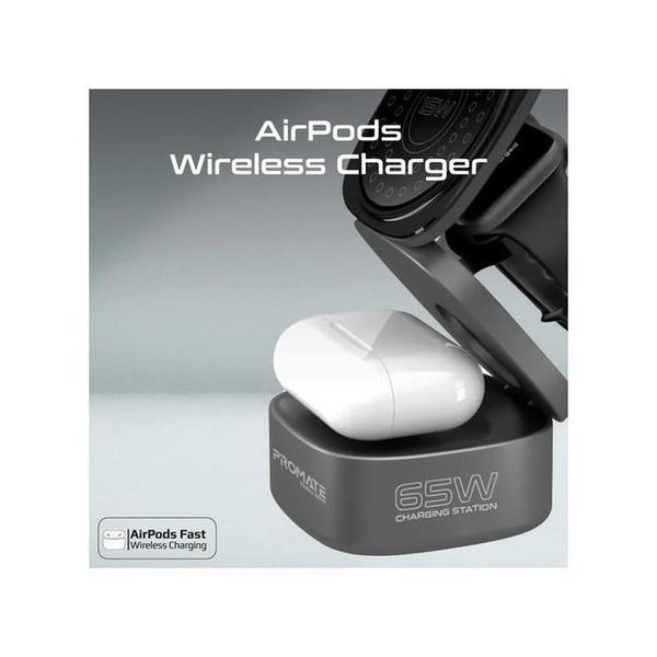 Promate Rubix-65W-UK 65W GaNFast Foldable MagSafe Compatible Wireless Charging Station