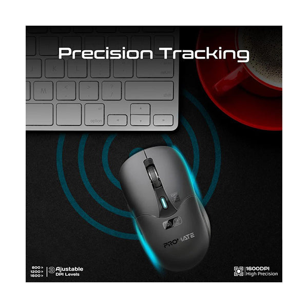 Promate, Samo, Dual Mode Rechargeable Wireless Mouse with BT & RF Connectivity