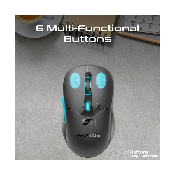 Promate, Samo, Dual Mode Rechargeable Wireless Mouse with BT & RF Connectivity