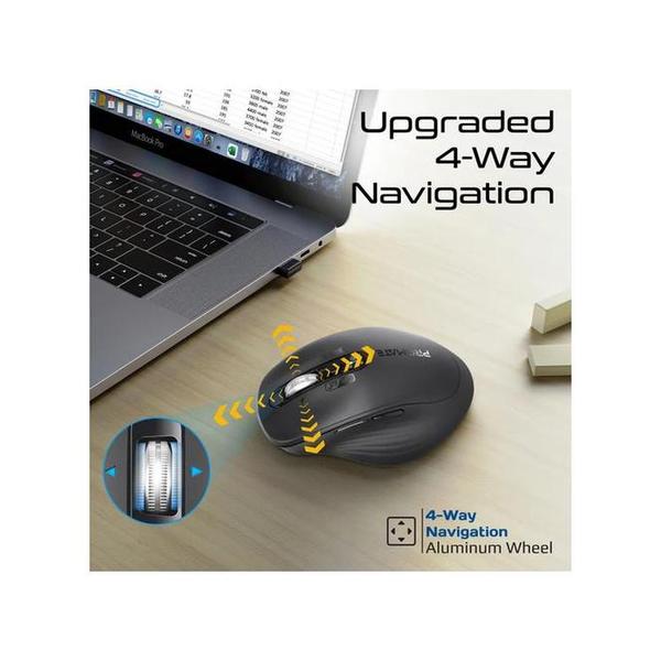 Promate SamoTri Tri-Connect Wireless Mouse with Rechargeable Battery, 2.4G and Dual BT Connectivity