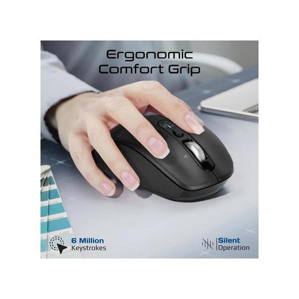 Promate SamoTri Tri-Connect Wireless Mouse with Rechargeable Battery, 2.4G and Dual BT Connectivity