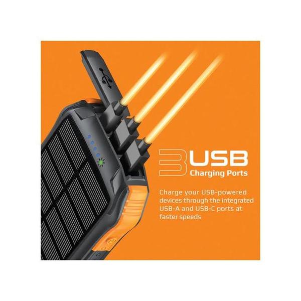 Promate SolarTank-10PDQi 10000mAh Rugged EcoLight™ Solar Power Bank
