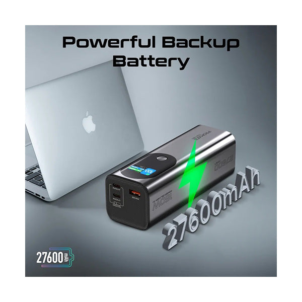 Promate, Titan-160, Ultra-Compact 160W Multi-Port PD 3.1 Power Bank with TFT LCD Screen