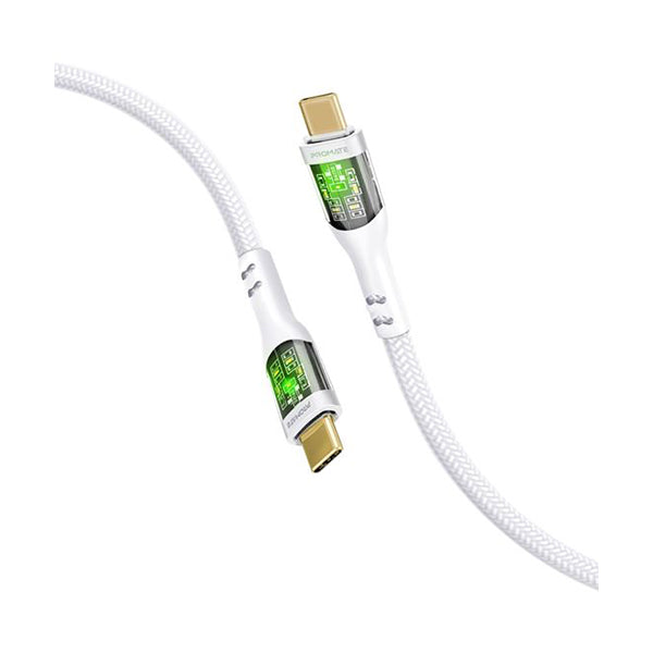 Promate, Transline-CC200, 2m USB-C To USB-C Cable with Transparent Connectors - TRANSLINE-CC200
