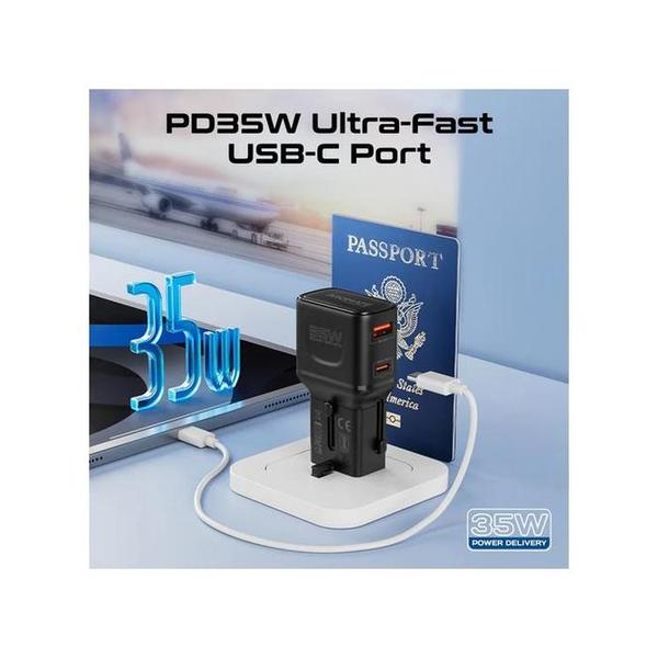 Promate TriPlug-PD35 35W Power Delivery Multi-Port Travel Adapter