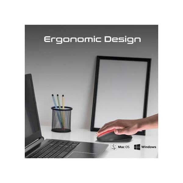 Promate UNIGLIDE Wireless Mouse, EZGrip Ergonomic Ambidextrous 2.4GHz Mice, Adjustable 1600DPI, 6 million Keystrokes, Nano USB Receiver, 10m Range, 120-hour Working Time for Laptops, PC