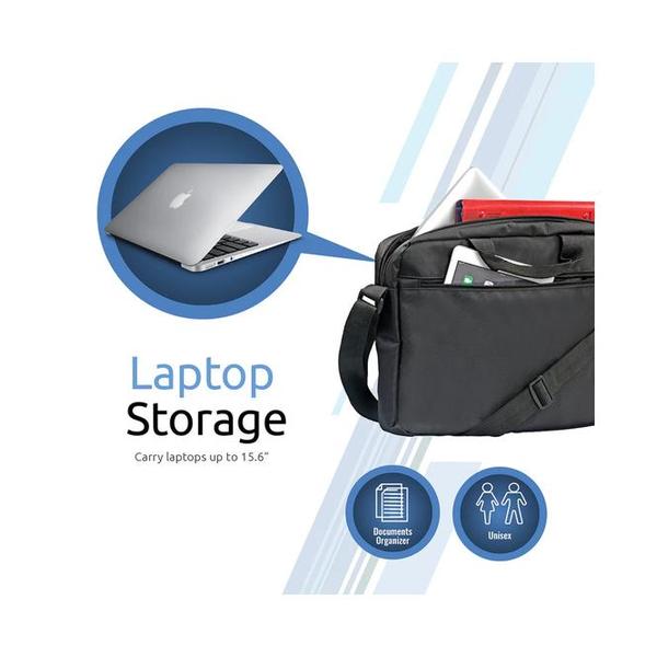 Promate GEAR-MB Premium Lightweight Messenger Bag for Laptops up to 15.6” with Front Storage Zipper