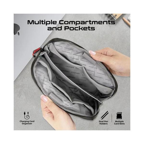 Promate, Lightweight Tech Essential Organizer Pouch Bag with Multiple Pockets, VALI