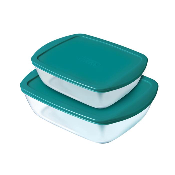 Pyrex Roaster Dish 913S340 – Set of 2 + LIDS Green