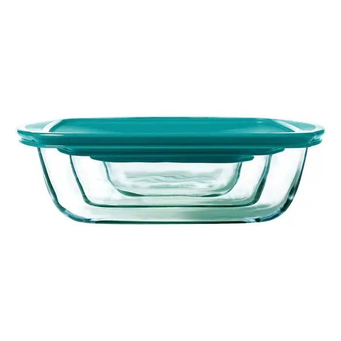 Pyrex Cook & Store Set of 3 Rectangular dish LIDS Green