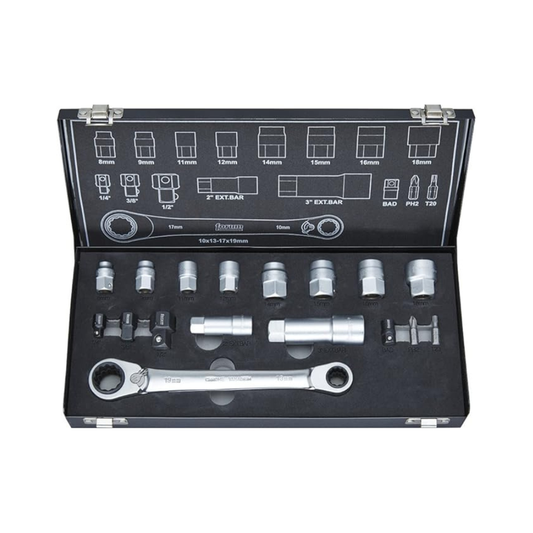 Universal Socket Set 17 Pieces in Metal Case by Forum Germany