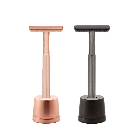 Bambaw Metal Razor for Women with Safety Razor Stand | Rose Gold Women Razor | Eco Razor Women | Fits All Double Razor Blades | Reusable Razor Women | Zero Plastic | Eco Beauty | Sustainable Home |